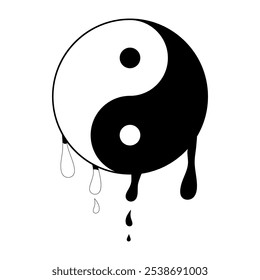 Esta Ilustración vectorial en blanco y negro del símbolo Yin-Yang representa la armonía y el equilibrio en un diseño sencillo y clásico.