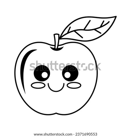 This is a black-and-white version of the cute apple. This picture is suitable for children to learn to color and learn the names of fruits