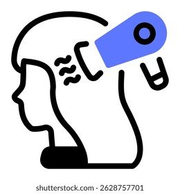 This Blowout icon is suitable for Beauty Salon, Spa, Barber Shop, etc