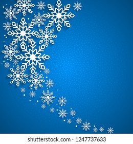 This is a blue  background with snowflakes for Christmas and 
New Year design. Vector illustration.