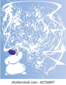 This is a blue background with the symbol of winter