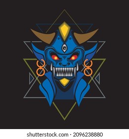 This blue devil logo vector illustration is good for printing on t-shirts or making wallpapers