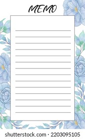 This blue flower memo text is good for  planner, reminder, is a beautiful blank paper for daily used