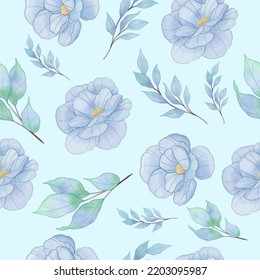 esta flor azul sin soldadura es perfecta para estampado textil o moda, también adecuado para el fondo de su libro de portada