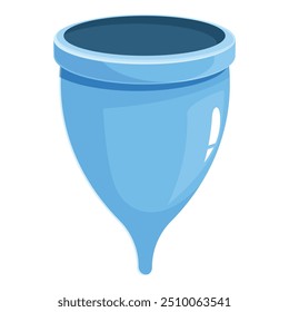 Este copo menstrual azul é um produto de higiene feminina reutilizável que é inserido na vagina durante a menstruação