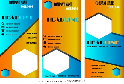 this is a blue and orange banner vector