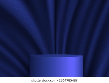 This blue podium mockup is perfect for product photography and showroom display. Vector illustration