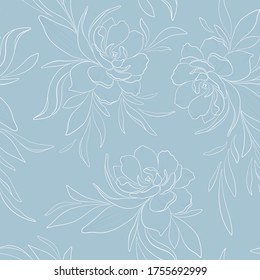 Dieses blaue, nahtlose Blumenmuster eignet sich für das Design von Stoffen, Tapeten und mehr.