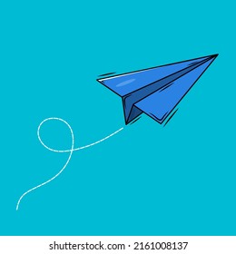 This blue toy airplane is flying