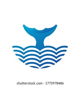 This is the blue whale tail in the ocean logo concept version 3, without border