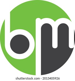 This is BM letter logo. green and gray color .