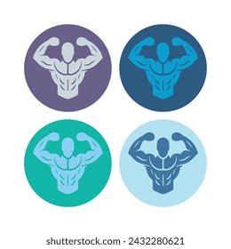 This is a bodybuilder icon. It can be used for topics related to bodybuilding, fitness, gym, or muscular man.