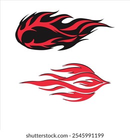  This bold flame decal design features striking red and black colors with dynamic shapes, perfect for adding a fierce touch to cars, motorcycles, and other surfaces.