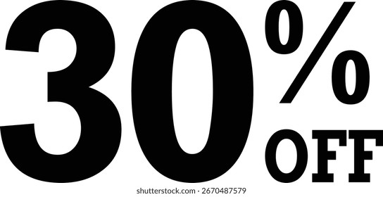 Este gráfico arrojado mostra claramente uma mensagem de 30% de desconto, perfeito para anunciar eventos de vendas, promoções de varejo e ofertas especiais em várias plataformas de marketing.