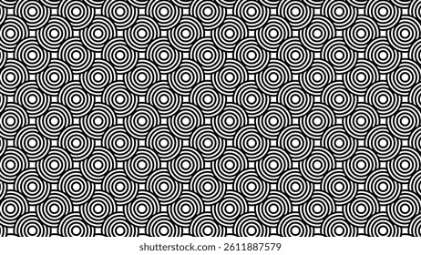 This bold pattern features concentric circles in black and white, creating a striking optical illusion. Its dynamic design adds energy and modernity, perfect for enhancing any contemporary space.