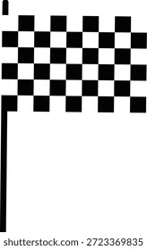 This bold and professional black silhouette vector illustration features a single checkered racing flag flying from a vertical pole. Designed specifically for the automotive, motor sports, and competitive event sectors, this scalable graphic captures the essence of speed, victory, and the finish line. The lighting is portrayed as a clean, flat aesthetic with high-contrast black and white squares, ensuring immediate recognition as a universal symbol for racing and athletic achievement. The texture is characterized by perfectly smooth vector paths and expertly closed loops, making the file highly optimized for use with vinyl cutting machines like Cricut and Silhouette, as well as for custom screen printing on team apparel and vehicle decals for track events. Conceptually, the image represents performance, competition, and the spirit of the circuit. It serves as a versatile asset for creating racing team logos, auto repair shop signage, tournament flyers, and personalized gifts for car enthusiasts. The master craftsmanship ensures that the geometric precision of the checkered pattern remains sharp even when resized for small-scale web icons or large-scale promotional banners, providing an authoritative visual for all contexts related to the motor industry and competitive sports. This motif is an essential tool for designers seeking a high-impact, classic racing aesthetic.