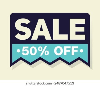 This bold sign features the word "SALE" with a 50% off tag. The eye-catching design is ideal for promoting sale events and special offers in retail environments.