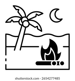 Este ícone de fogueira é adequado para férias de verão, etc.
