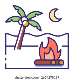 Este ícone de fogueira é adequado para férias de verão, etc.