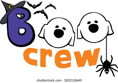 This boo crew is ready from some serious trick or treating.  This cut file features the words boo crew composed of ghosts.