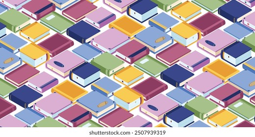 This is Book Illustration from Isometric stock. Several rows of colorful book illustration in isometric style design.