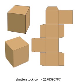 this is a  Box Paper Packaging Die Cut Template Design and Icons 