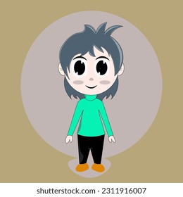 This boy chibi character is an adorable and endearing figure that captures the essence of youthful charm and innocence. Standing at a small height of about four to five heads tall, this chibi characte