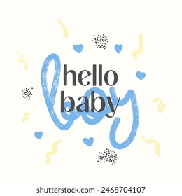 This is a boy, Childrens background, Gender Reveal Party Card Design, Newborn Baby