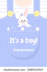 This is a boy! Congratulations card! Baby shower. Gender of the child