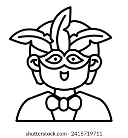 This Boy icon is suitable for Mardi Gras carnival, Medieval, party, etc.