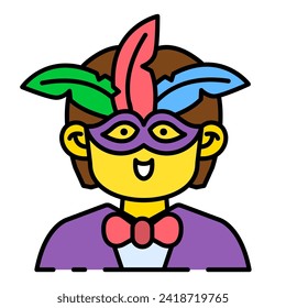 This Boy icon is suitable for Mardi Gras carnival, Medieval, party, etc.