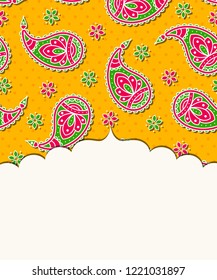 This is a bright seamless background with paisley pattern. Vector illustration.