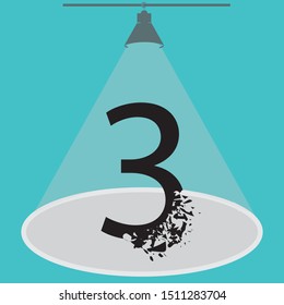 This is broken number 3, vector text font, typography clip arts illustration design
