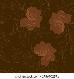 This brown seamless floral pattern is suitable for the design of fabrics, wallpaper and more.