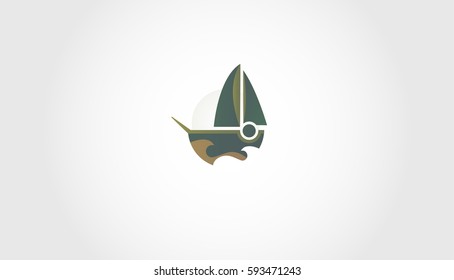 This is a brown ship vector logotype. 