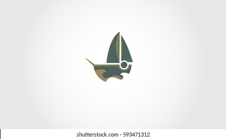 This is a brown ship vector logotype variant.