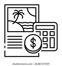 Este ícone de Orçamento é adequado para Viagens e Turismo, etc