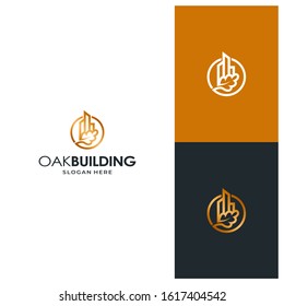 This is a building logo that is mixed with oak leaves and with a very luxurious coloring