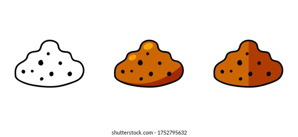  This is a bunch of land icons with different style. Contour and color symbols of a heap of earth. Freehand drawing. Stylish web site solution.