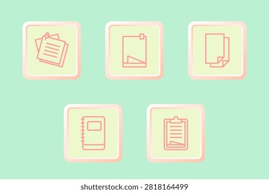 This bundle highlights administrative necessities by illustrating stacked documents sticky notes and writing pads.