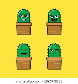 This is bundle set of doodle cactus with cute expression