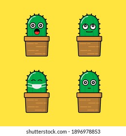 This is bundle set of doodle cactus with cute expression