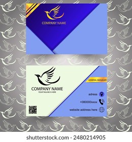 This business card includes a logo with a modern design. At the bottom, there is clear and structured contact information, giving the recipient a professional and memorable impression.
