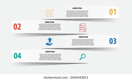 A this business infographic template illustrates four steps with icons and colorful numbers, providing clear visual guide for presenting information in professional way