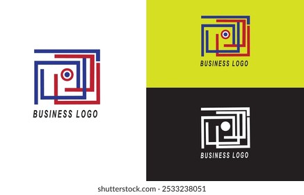 This business logo design has a modern and minimalist aesthetic, characterized by the use of two interlocking squares. Geometric shapes symbolize stability and professionalism, a great choice for comp