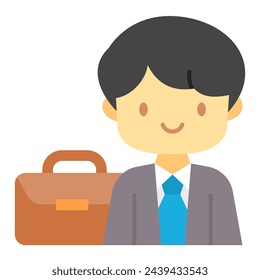 Este icono de hombre de negocios es adecuado para la profesión, ocupación, trabajo, avatar, etc.

