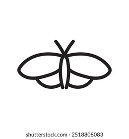 This butterfly icon in outline style features smooth curves and balanced design. Ideal for logos or illustrations, this vector is perfect for eco-friendly and nature-inspired branding project