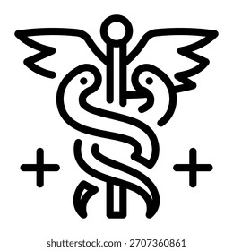 Este icono de Caduceus es adecuado para la farmacia.