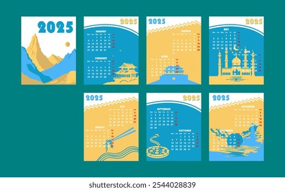 This calendar brings a cheerful and adventurous atmosphere, perfect for travel lovers and minimalist designs. Suitable for decorating your home, room, or office with a refreshing travel theme.