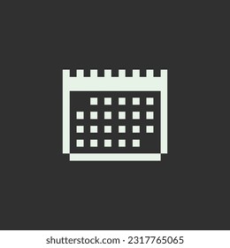 this is Calendar icon 1 bit style in pixel art with white color and black background ,this item good for presentations,stickers, icons, t shirt design,game asset,logo and your project.